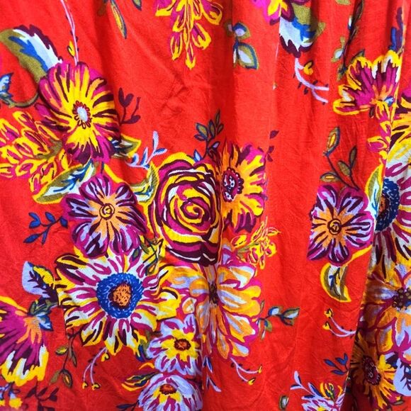 BeachLunchLounge Latoya Bell Sleeve Off Shoulder Red Floral Peasant Top Size L - Picture 6 of 7